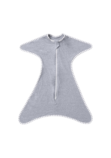 Moveevo Insular Su3010 Bebek Anti-sarsılma Kundak Uyku Tulumu Nefes Alabilir Pamuklu Elastik Yaş 0-9 Ay Gri Gri