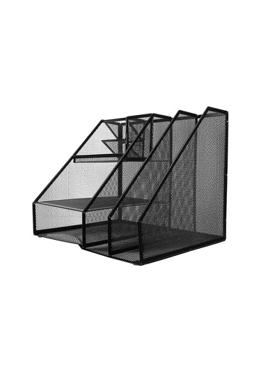 Ganzhoushop Dosya Düzenleme Depolama Rafı Demir Örgü Belge Düzenleyici Masa Çalışanları İçin 30.00x25.50x25.50cm 1setsiyah