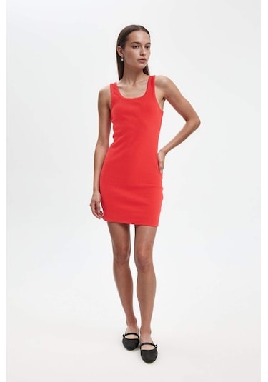Defacto Coool Bodycon Vücudu Saran Basıc Fitilli Kaşkorse Mini Kırmızı Elbise A0732AX23SM Kırmızı Defacto Coool Bodycon Vücudu Saran Basıc Fitilli Kaşkorse Mini Kırmızı Elbise A0732AX23SM Kırmızı