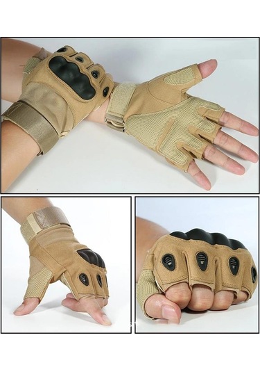 Yarım Parmak Cay222 Xl Beden Korumalı Taktik Eldiven Kahve