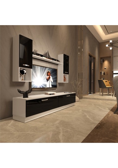 Decoraktiv Eko 5dab Mdf Std Tv Ünitesi Tv Sehpası Beyaz - Siyah