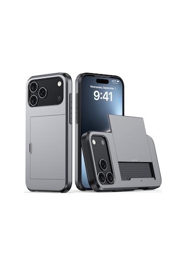 Snapbuy, İphone Uyumlu İçin Kredi Kartı Bölmesi Olan Cüzdan Kılıfı  İphone Uyumlu 16e Gri