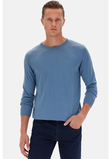 Ds Damat Regular Fit Mavi Düz Kazak 1hc060196016m 701