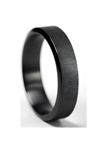 4mm Mat Fırçalanmış Düz Kadın Erkek Çelik Yüzük Alyans Cl45 Siyah