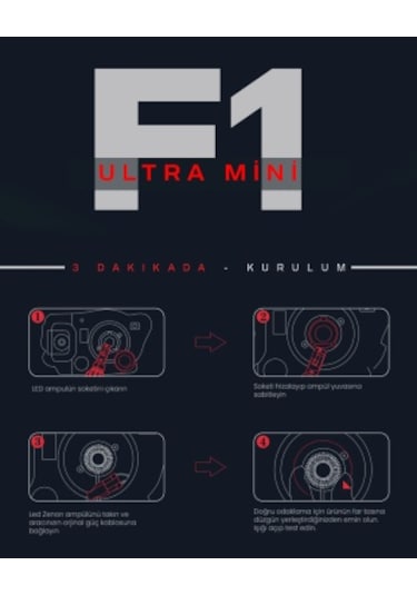 F1 H7 Mini Kar Beyazı Led Xenon Far Led Zenon Ampulü Şimşek Etkil