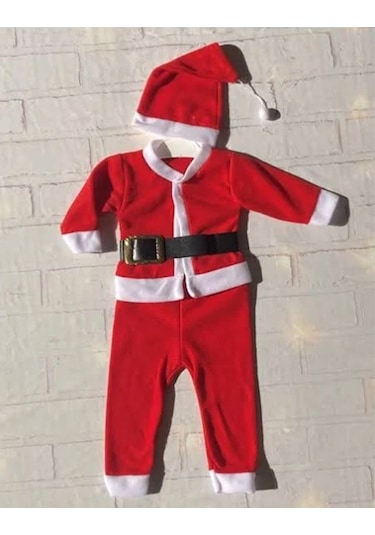 Unisex Çocuk Noel Baba Kostümü 3-6 Yaş