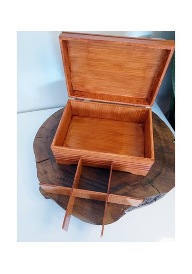 El Boyaması Eskitme Kahve Rengi Bölmeli Ahşap Kutu