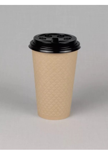 Softhomecraft Kağıt Bardak Çift Katmanlı 400 Ml 25 Adet, Kraft, Kapaklı 173946827 100 adet