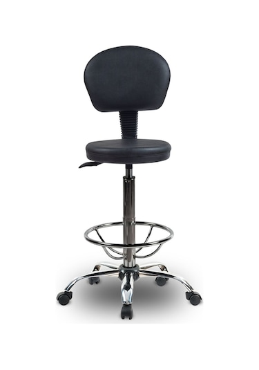 Ofiscombin Döner Tekerli Metal Ayak Arkalıklı Yüksek Bar Tabure Sandalyesi Siyah Deri 00047499850 Ofiscombin Döner Tekerli Metal Ayak Arkalıklı Yüksek Bar Tabure Sandalyesi Siyah Deri 00047499850