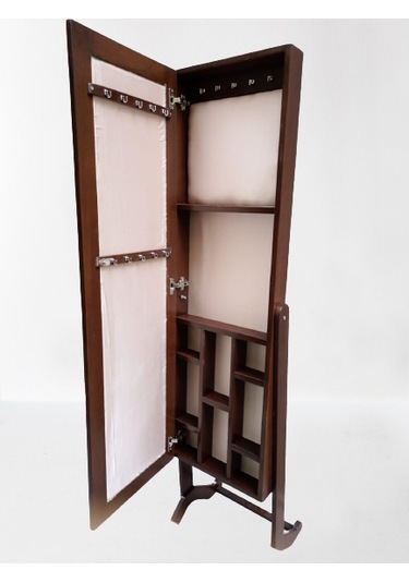 Boy Ayna Takı Dolap Model Ahşap Parlak Ceviz Boya Natüre Klasik A