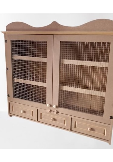 Hobi Dekoratif Telli Dolap Terek Ahşap Mdf Ham Cnc Kesim Model El Yapım