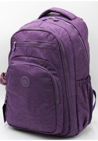 Suya Dayanıklı Krinkıl Kumaş Mor Unisex Okul Çantası 18