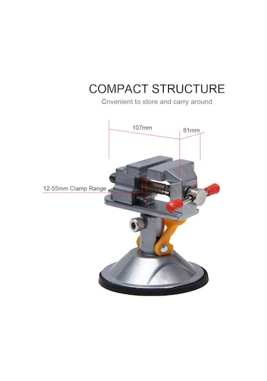 Yaleker Alüminyum Mini Süspansiyon Somun - 360 Derece Döner Baş - 12-55mm Tutma Aralığı - Pervane Olmadan - Gri Gümüş