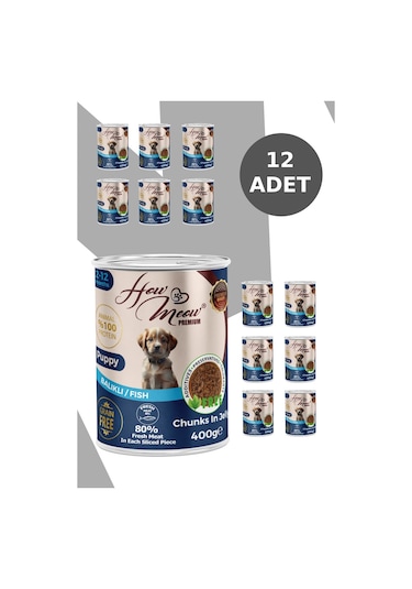 How Meow Jöleli Balıklı Parça Etli Yavru Köpek Yaş Maması 12 x 400 G