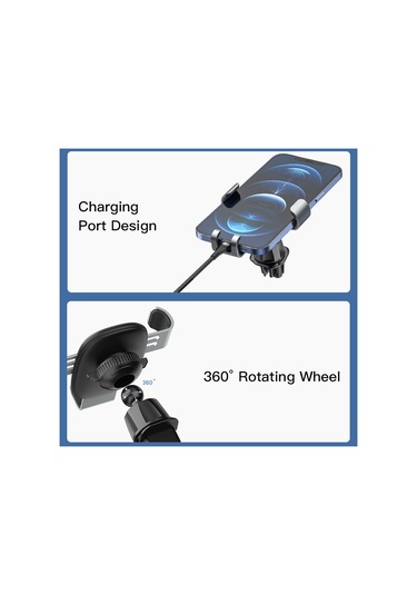 Yesido C122 Araba Hava Çıkışı Yerçekimi Kelepçe Kolu Cep Telefonu Tutucu Siyah