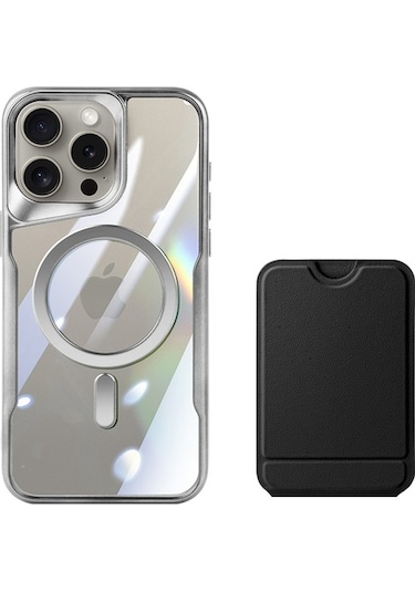 Wisdomselect İphone Uyumlu 13 Pro Max Için Manyetik Kılıf Tpu+pc Telefon Kılıfı Ve Pu Kart Tutucu Çubuğu - Mor / Mor Siyah - Mor Yok Havalandırma Ublsl2