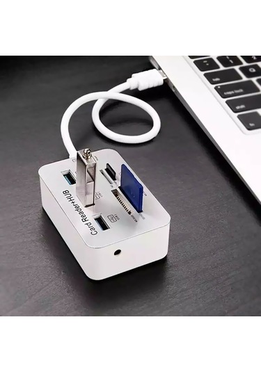 Yaozixa 3 Port Usb 3.0 Hub İle Ms/m2/tf Kart Okuyucu, 7 Slot Çok Fonksiyonlu Usb 3.1 Adaptörü, Taşınabilir Abs+alüminyum Kablo 200mm