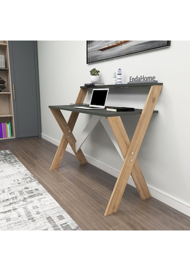X Ayaklı Ders Çalışma Masası50x90 Cm Antrasit & Çam Antrasit - Ceviz