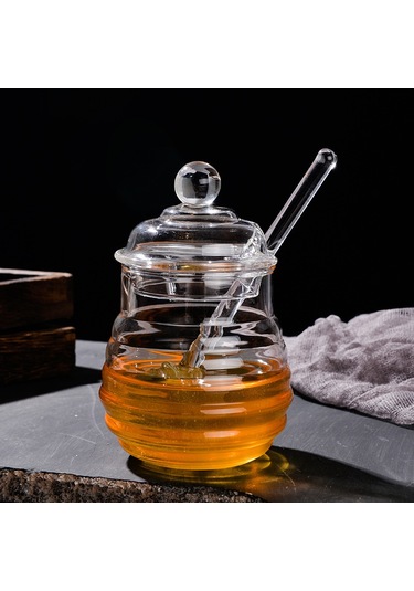 Vkemall Pratik Yüksek Kaliteli Bal Kavanozu - Sızdırmaz Kapaklı Mutfak Saklama Kabı Şeffaf