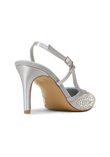 Deery Kadın Taş Detaylı Gümüş Renk Slingback Stiletto - Rd140zgmsm01 Gümüş