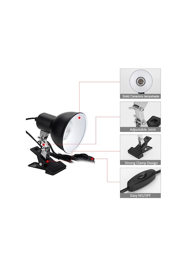 Yifomall Sürüngenler İçin Isıtıcı Lambası - D3 Vitamini Üretimi, Kalsiyum Absorpsiyonu - Açısını Ayarlayabilir, E27 Vida - 75w Avrupa Standartı Lamba Dahil Diğer