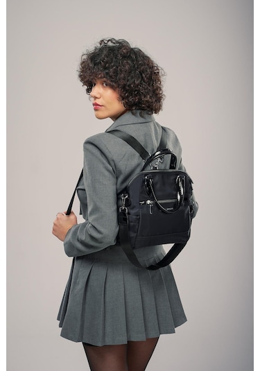 Ççs Kadın 17894 Omuz Ve Sırt Çantası Siyah-bej Siyah - Bej