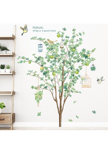 Gajeena Yeşil Orman Desenli Otomatik Yapışkan Duvar Sticker, Oturma Odası Dekorasyonu, Su Geçirmez Malzeme, Büyük Ağaç Arka Plan, İç Mekan Zenginleştirici Diğer