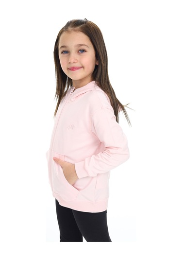 Toontoy Kız Çocuk Nakışlı Hırka Pudra