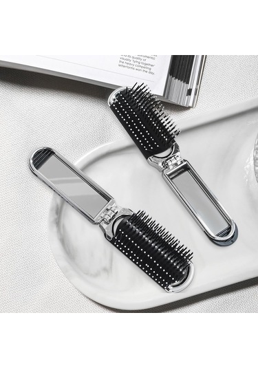 1 Paket Katlanabilir Kompakt Saç Fırçası Aynalı - Seyahat Dostu Cep Boy Masaj Tarağı Saç Şekillendirme Ve Spor Salonu Kullanımı İçin