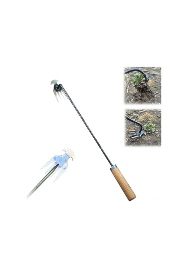 Konesam Bahçe İşleri İçin Çok Fonksiyonlu 4 Dişli Paslanmaz Çelik Çapa Aleti - 50cm