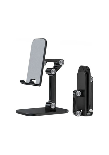 Kademeli Katlanabilir Masaüstü Telefon Tablet Standı Siyah