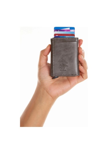 Tuldar Erkek Rfıd Otomatik Çekim Koruyucu Mekanizmalı Kağıt Para Bölmeli Hediyelik Kartlık Cüzdan Tul601 - Gri