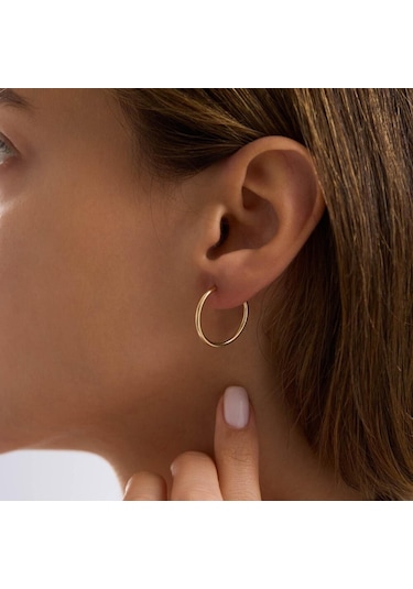 14k Altın Halka Küpe 1,2 Mm 1.8 Cm Gizli Kilit T14303 Renkli