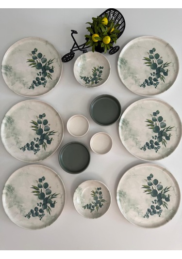 Takım Kahvaltı Okaliptus 12 Parça 6 Kişilik Mat Yeşil