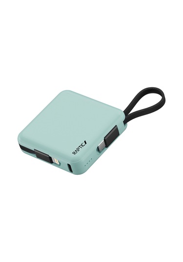 Raptic Lightning Ve Type-c Kablolu Dijital Led Göstergeli Askılı Powerbank 5000mah Yeşil