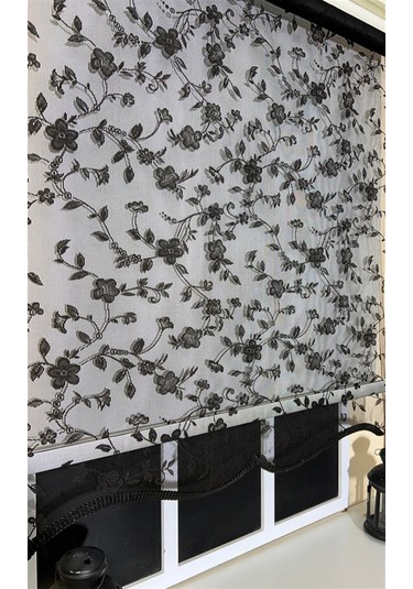 Çift Mekanizmalı Siyah Tül Perde Ve Ekru Stor Perde Stb45248-v112