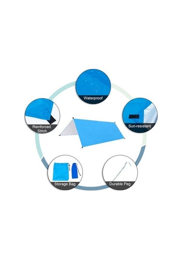 Bloomnest Yağmur Tarpaulin Tarp Su Plaj Piknik Mavi Kamp Kamp İçin Hava Hamak Hafif Güneşlik Geçirmez Fonksiyonlu Çok Çadırı Çadır Barınağı Açık 9.8ft 9.8 Rf Mavi Mavi