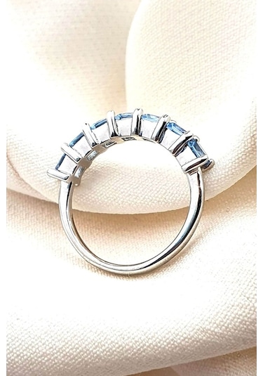 Sky Diamond Blue Creative Sapphire 925 Ayar Gümüş Sıra Taş Yüzük