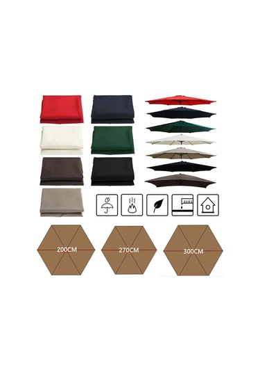 Monyee 2 Metre Yeşil Bahçe Şemsiyesi Değişim Kanopyası - Uv Koruyucu, Su Geçirmez, 6 Kollü, Yüksek Dayanıklı Poliester