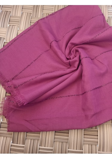 Kadın Tesettür Pamuklu Sim Şerit Şal Mor