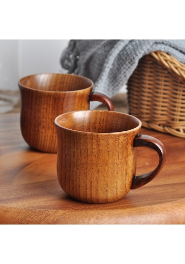 Mufunye Eko-friendly Ahşap Kupa, Ergonomik Kollü, Sürdürülebilir Malzeme, Kahve Ve Sıcak İçecekler İçin, Ticari Toplu Satış Diğer