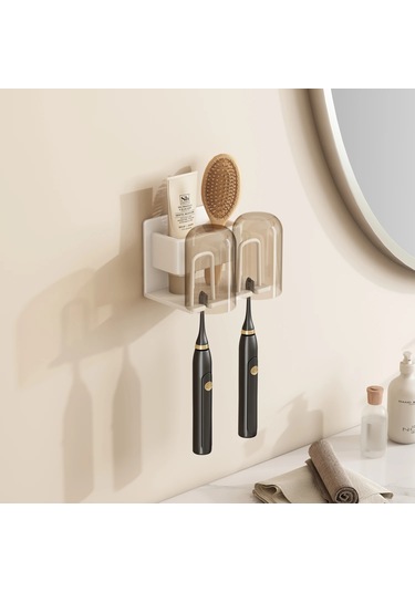 Metal Diş Fırçası Rafı Çok Fonksiyonlu Diş Fırçası Tutacağı Yumruksuz Diş 2-white With Cup Beyaz