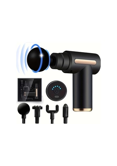 Fochsia Black Taşınabilir Derin Doku Masaj Tabancası Yüksek Tork Motoru 6 Hız 4 Başlık Usb Şarj Altın