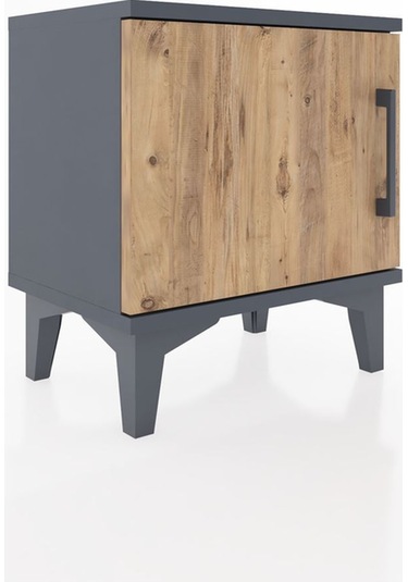 Arges Komodin Tek Raflı Tek Kapaklı 44x30x48 Antrasit-çam Antrasit