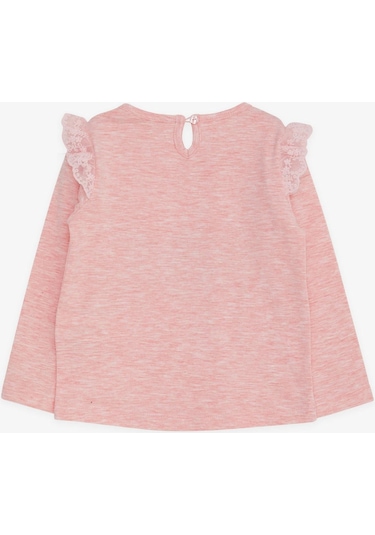 Breeze Kız Bebek Uzun Kollu Tişört Danscı Kız Baskılı Güpürlü 9 Ay-3 Yaş, Somon Melanj-somon Melanj Somon Melanj