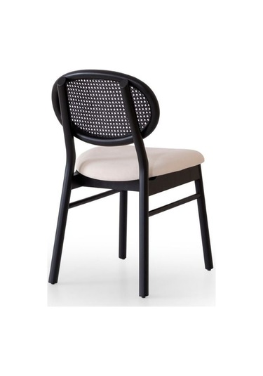 Oslo Hazeranlı Ahşap Sandalye Siyah - Krem