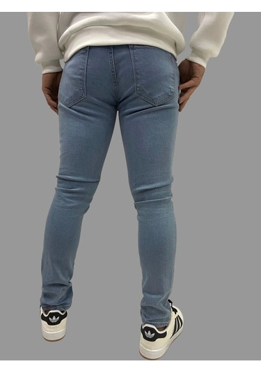 Erkek Dar Paça Tırnaklı Newone Buz Mavisi Kot Pantolon Buz Mavisi