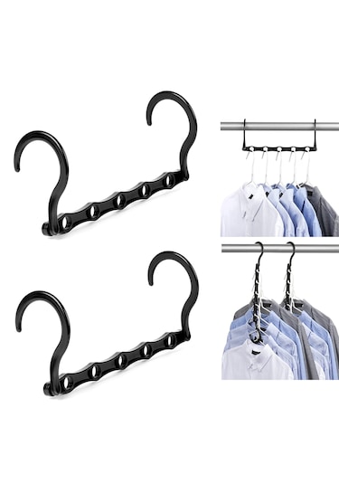 Microcase 5 Delikli Çok İşlevli Katlanabilir Askı Düzenleyici Organizer 2 Adet Al5358 Siyah