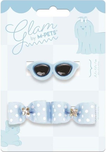 M-pets Glam Gözlük Ve Fiyonklu Kedi Ve Köpekler İçin Aksesuar Toka Mavi Mavi