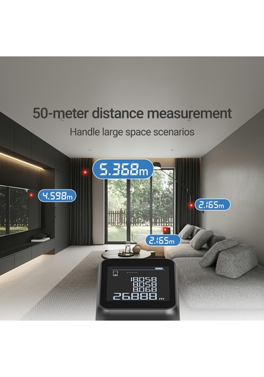 Lsa Lazermetre: 50m Menzil, 9 Fonksiyonlu Milimetrik Hassasiyet Metrekare Metreküp Mesafe Ölçümü